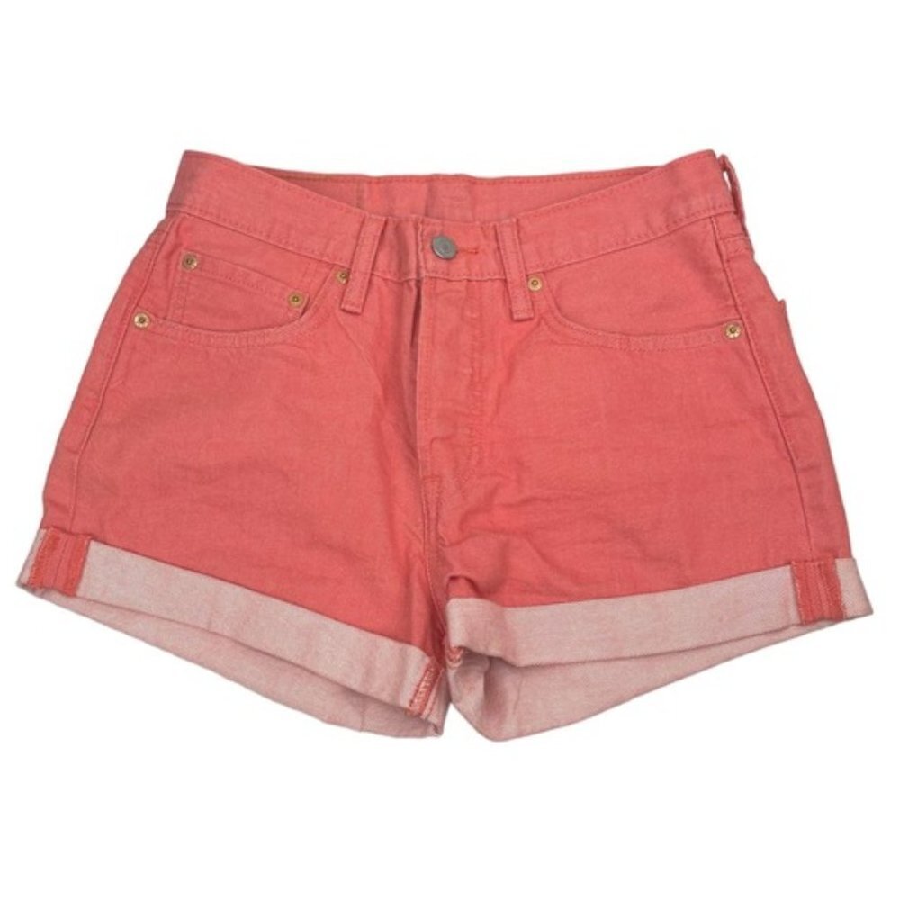 LEVI'S 501 Original Button Fly Cuffed Hem Denim Short Sz 27 Salmon Pink